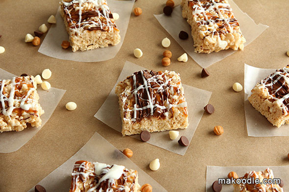 Double Chocolate and Caramel Rice Krispies Treats